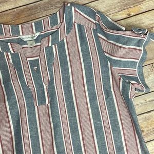 Christopher & Banks CJ Womens Striped Linen Blouse Shirt - size Large